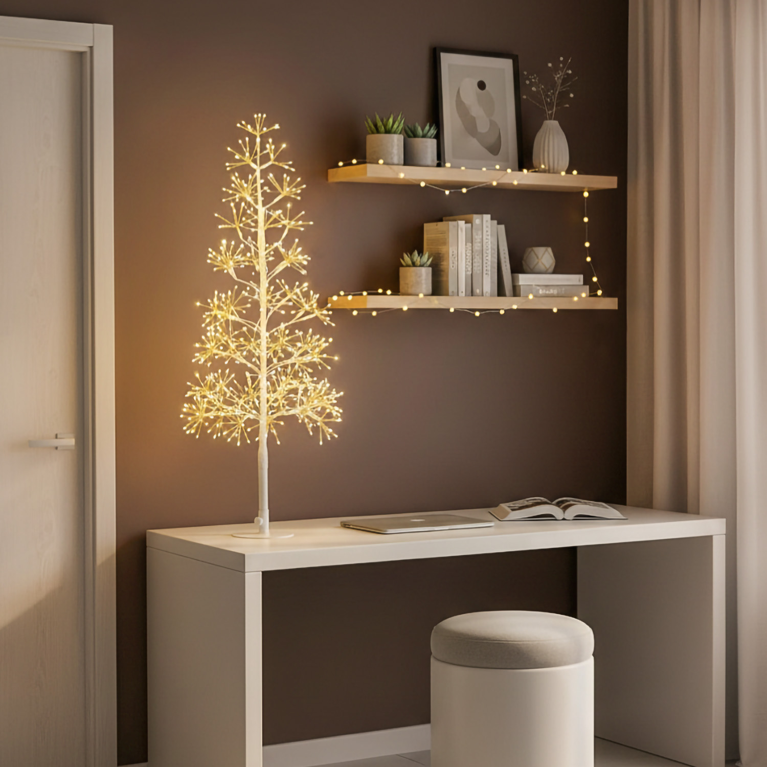 Weißer Tannenbaum RICCO, H 90 cm, 540 Micro-LEDs warmweiß, für Innenbereich