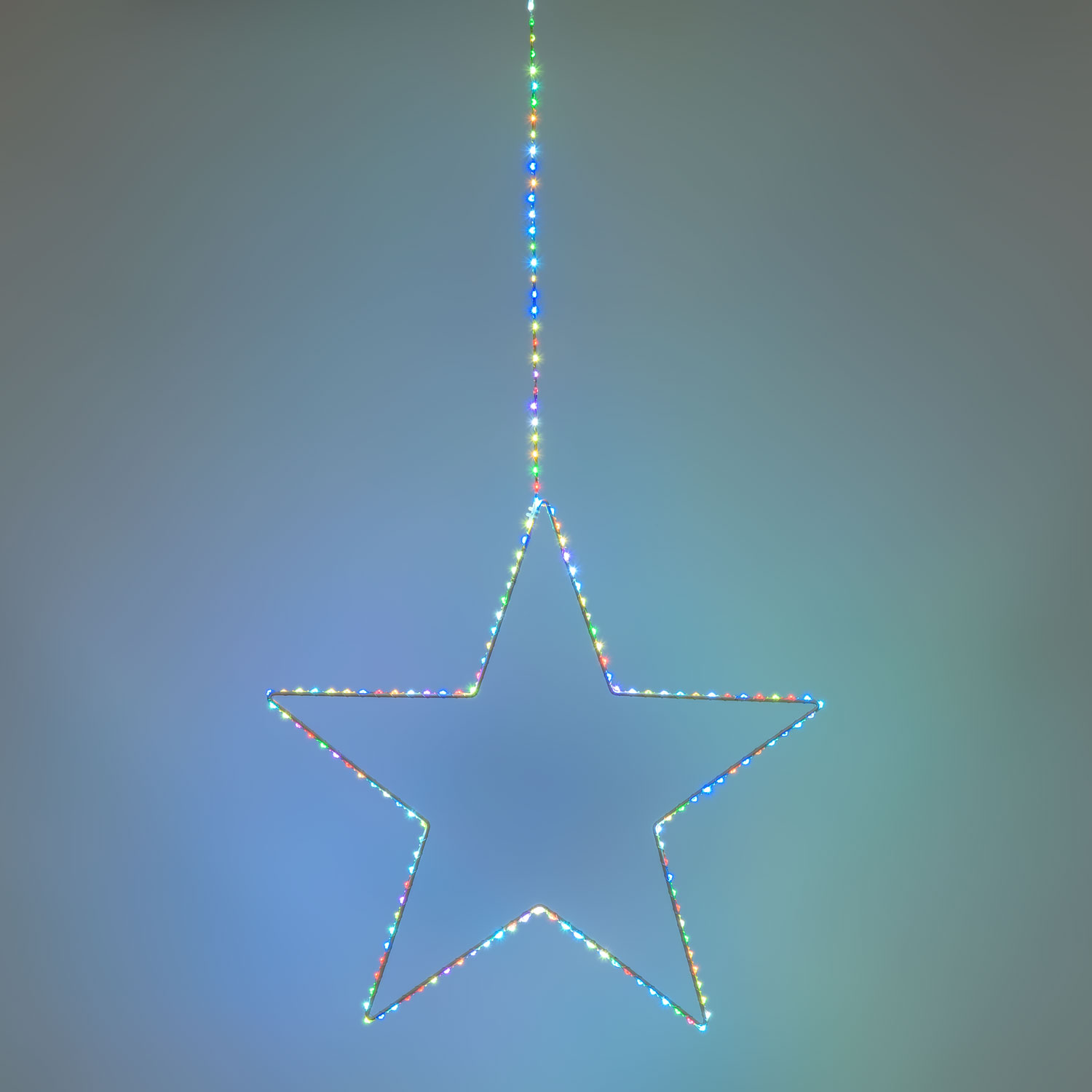 Stern aus weißem Metall zum Aufhängen Ø 55 cm, 163 Micro LEDs RGB farbwechselnd 5 Stern aus weißem Metall zum Aufhängen Ø 55 cm, 163 Micro LEDs RGB farbwechselnd 5