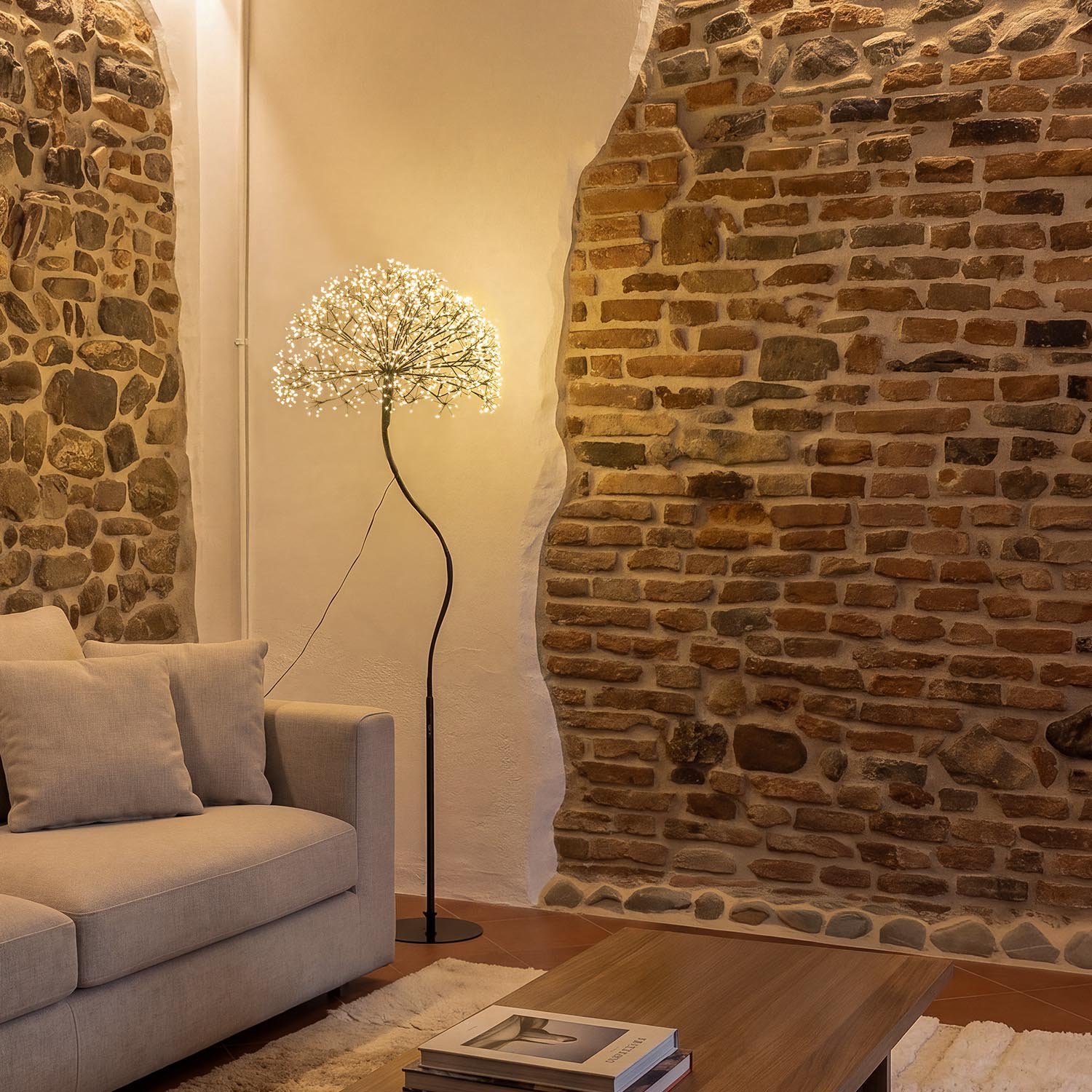 Albero Ramo sfera RICCO nero, h 160 cm, 1350 microled bianco caldo, uso interno 7