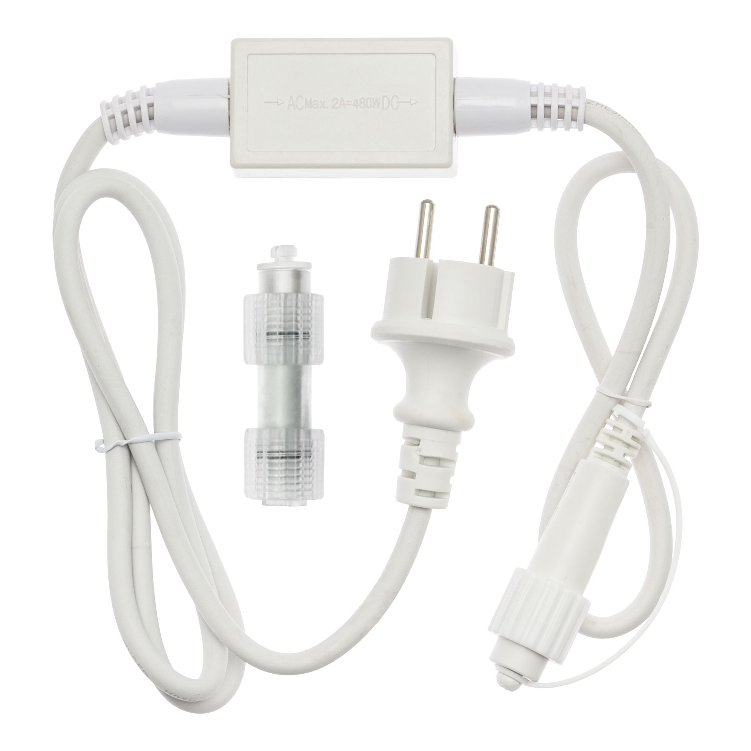 Weißes PML Speisekabel 1,5 m, mit Gleichrichter und Adapter Weißes PML Speisekabel 1,5 m, mit Gleichrichter und Adapter