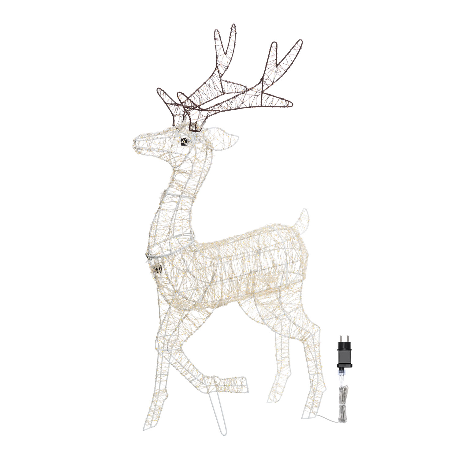 Renna con zampa alzata 3D, h 105 cm, microled bianco caldo e freddo, uso interno 3 Renna con zampa alzata 3D, h 105 cm, microled bianco caldo e freddo, uso interno 3