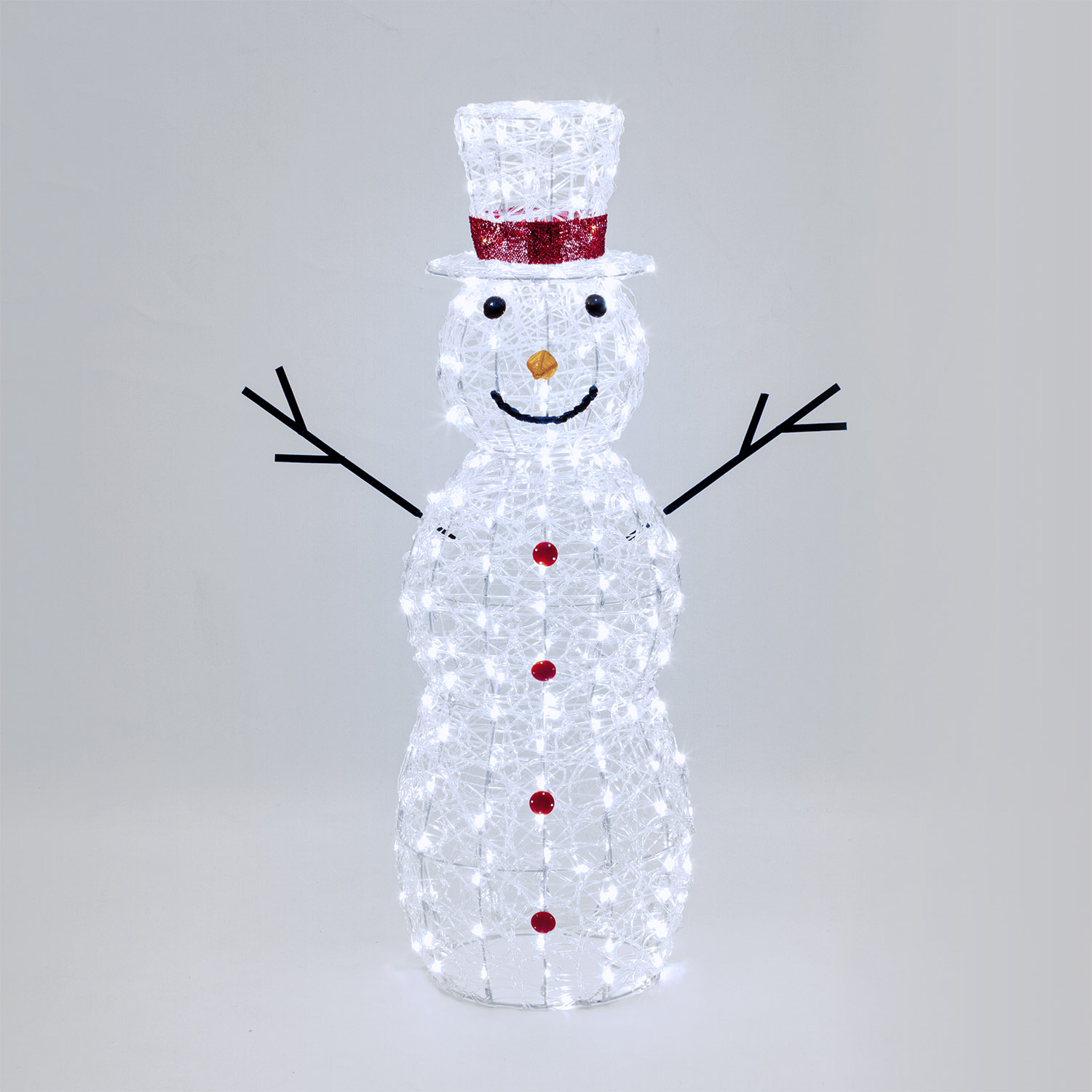 Pupazzo di Neve 3D in acrilico trasparente, h 105 cm, 220 Dual LED bianco caldo e freddo 20