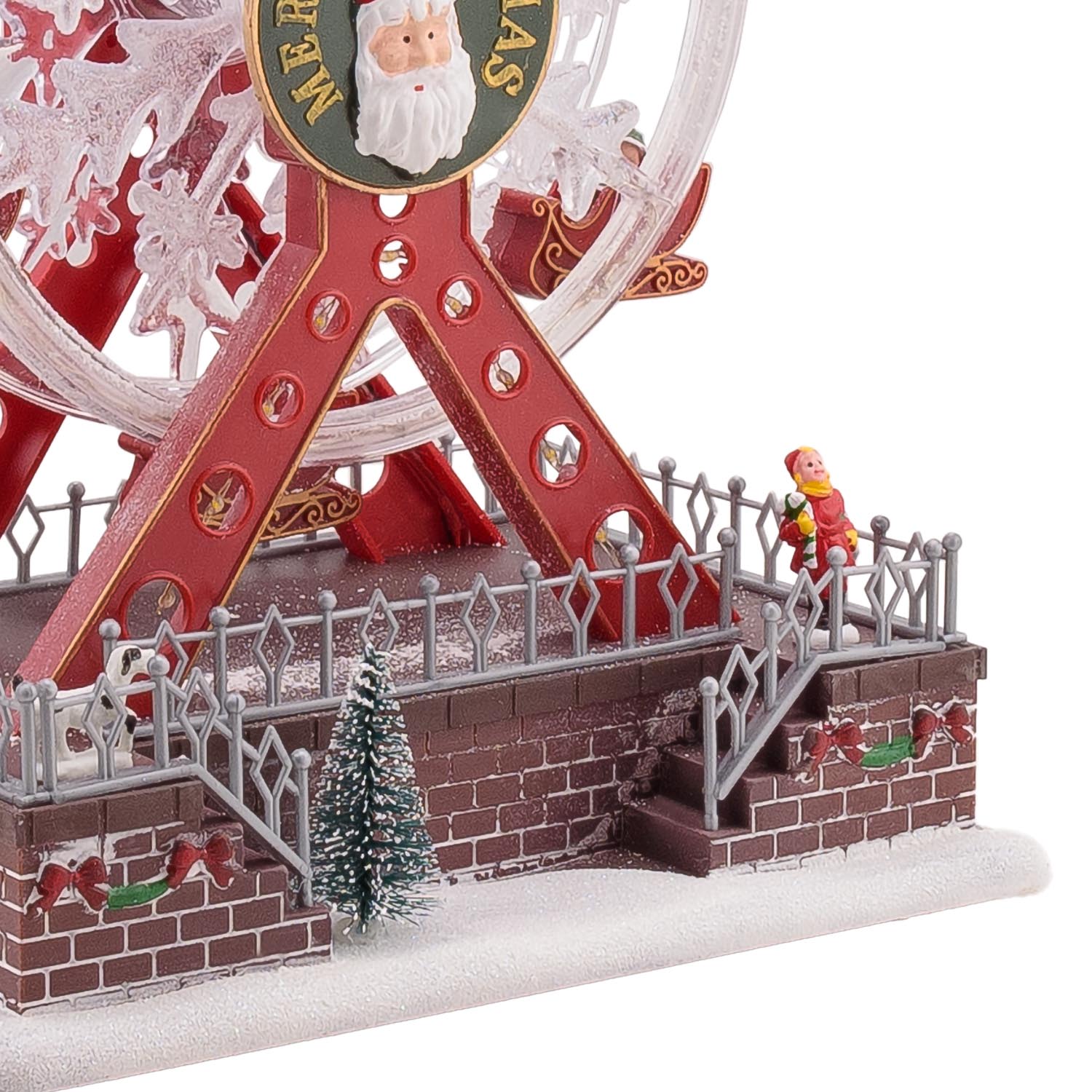 Pueblo de Navidad, Noria con movimiento giratorio, h 29 cm, melodías navideñas 5