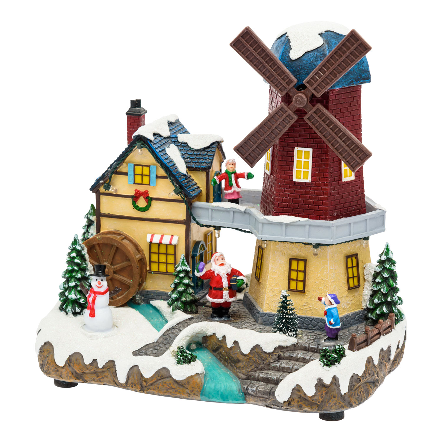 Weihnachtsdorf aus Polyresin, rotierende Windmühle, h 23 cm, mit Weihnachtsliedern 8 Weihnachtsdorf aus Polyresin, rotierende Windmühle, h 23 cm, mit Weihnachtsliedern 8