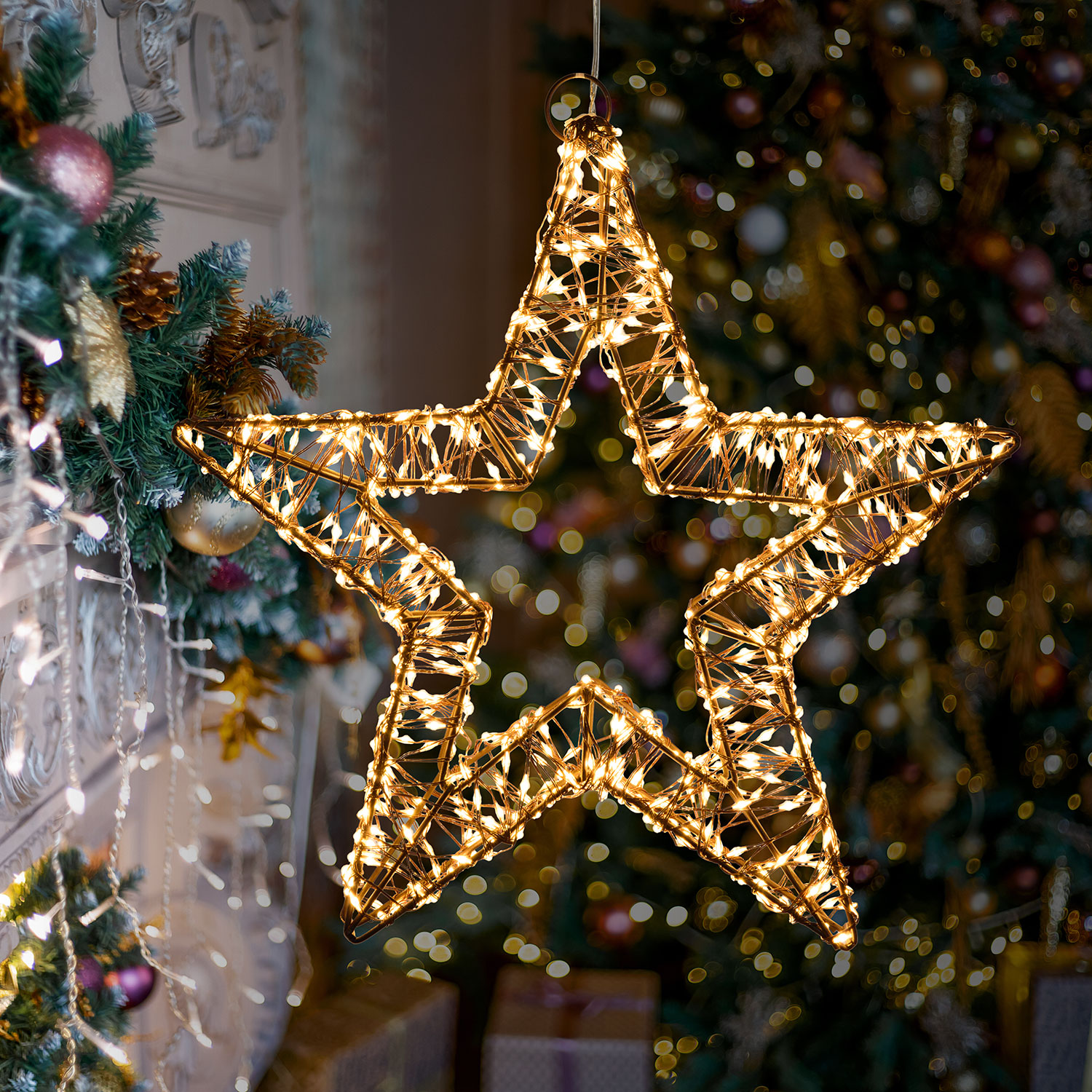 Étoile 3D, Ø 35 cm, 800 Micro led blanc chaud et blanc froid, intérieur 6 Étoile 3D, Ø 35 cm, 800 Micro led blanc chaud et blanc froid, intérieur 6