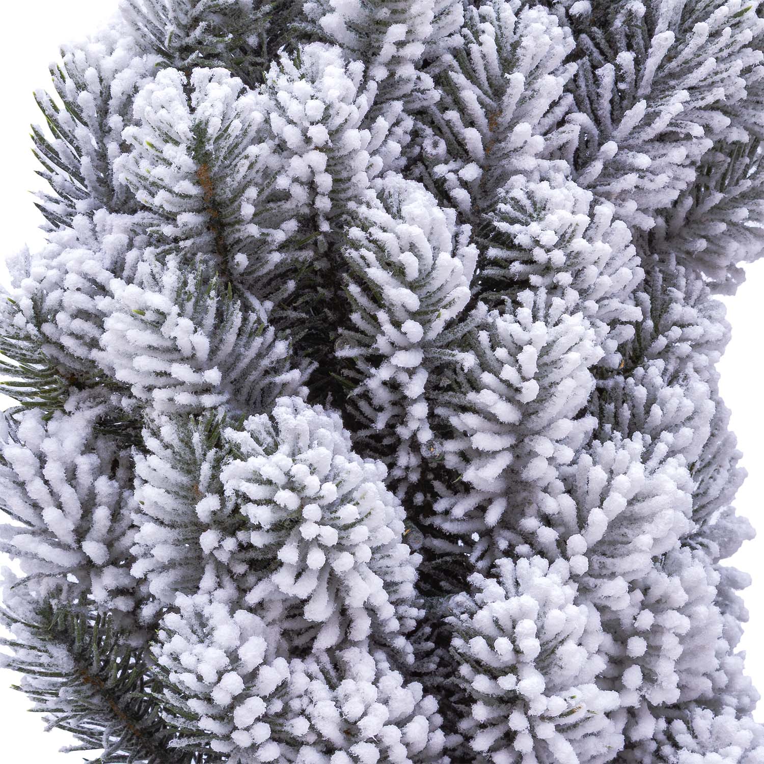 Corona Alpino in finto pino a batteria, floccato bianco, Ø 60 cm, 80 led integrati bianco caldo 3