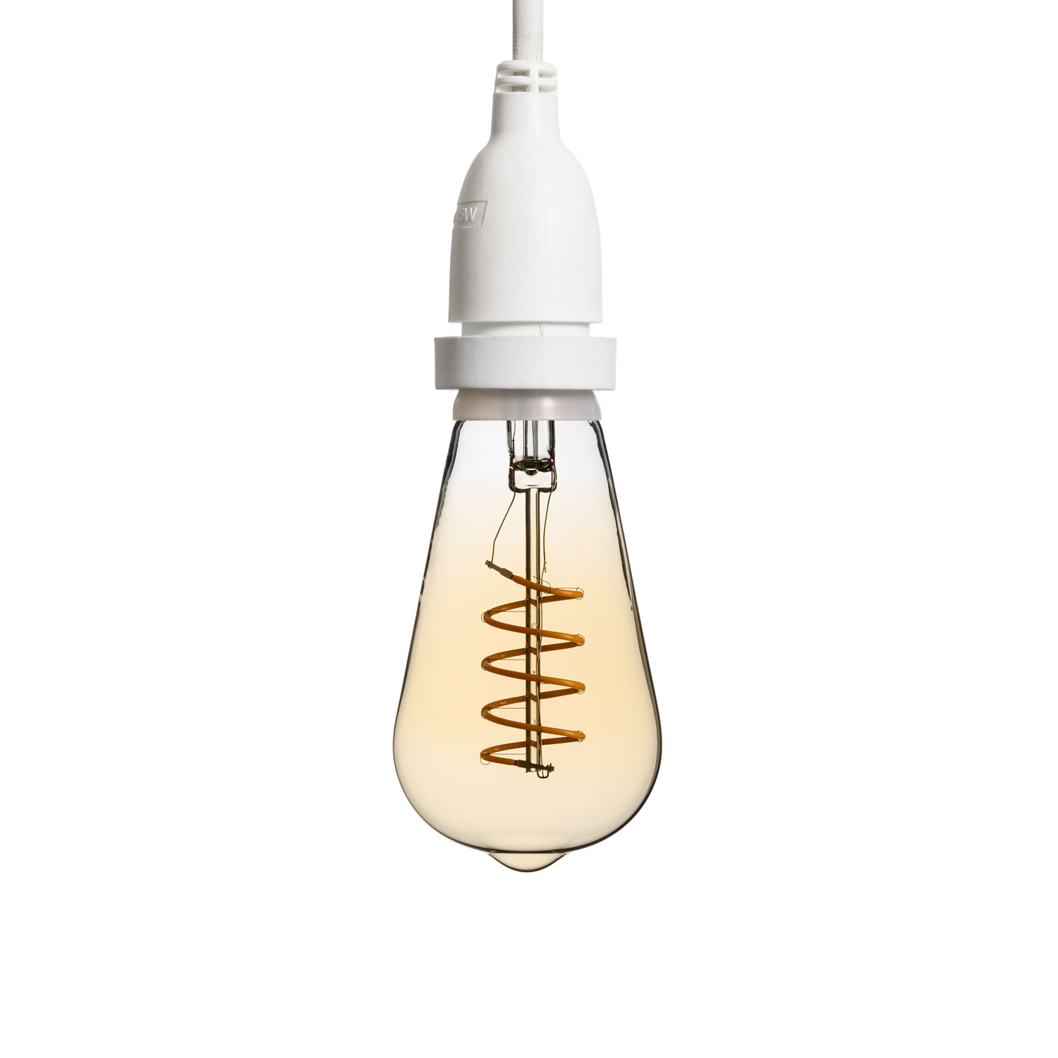 Lampadina da 4 Watt Edison Ø 64 mm a sospensione, led a spirale, 1 metro di cavo bianco 2 Lampadina da 4 Watt Edison Ø 64 mm a sospensione, led a spirale, 1 metro di cavo bianco 2