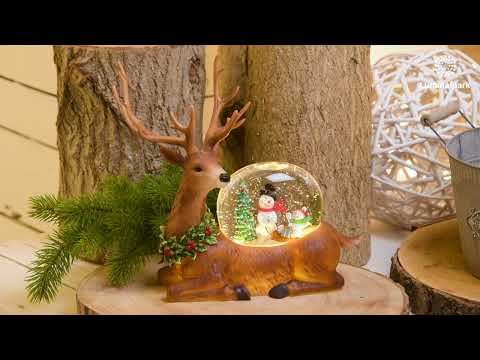 h 26 cm, Reindeer lantern with glitter snowfall, warm white led 2 h 26 cm, Reindeer lantern with glitter snowfall, warm white led 2