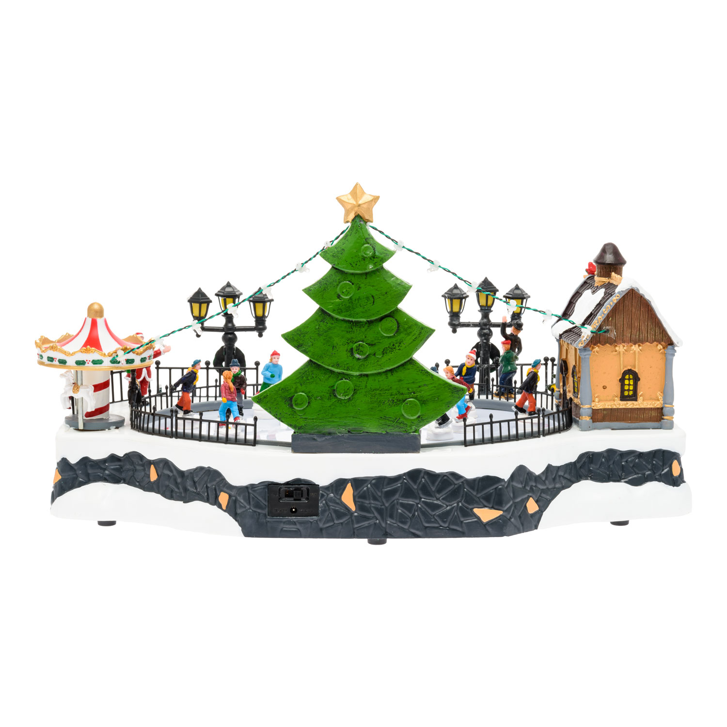 Village de Noël en Polyrésine, Luna Park Lac Gelé avec Patineurs en mouvement, h 22 cm 6 Village de Noël en Polyrésine, Luna Park Lac Gelé avec Patineurs en mouvement, h 22 cm 6