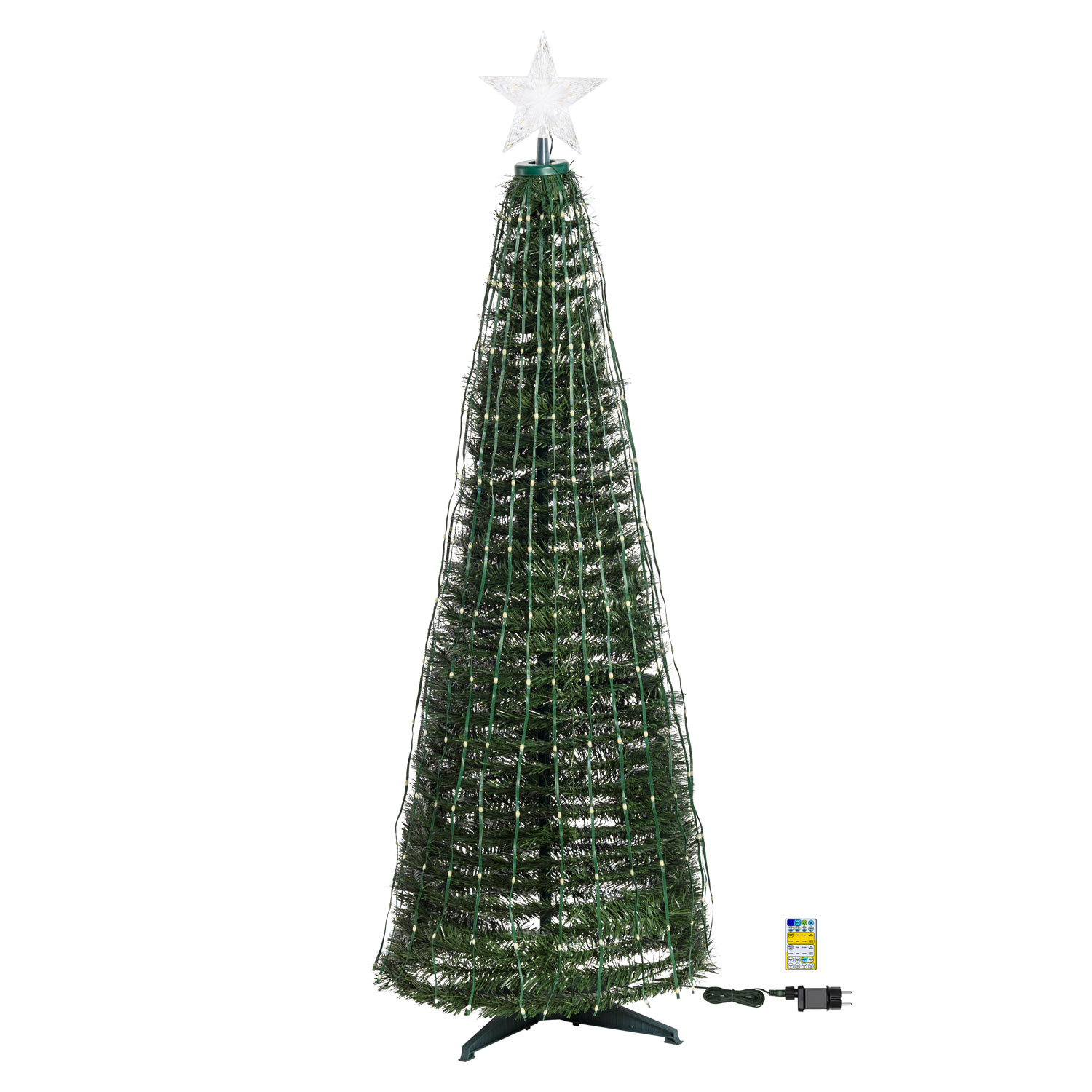 Árbol cónico plegable h 150 cm, Gotas de luz led blanco cálido y blanco frío 7 Árbol cónico plegable h 150 cm, Gotas de luz led blanco cálido y blanco frío 7