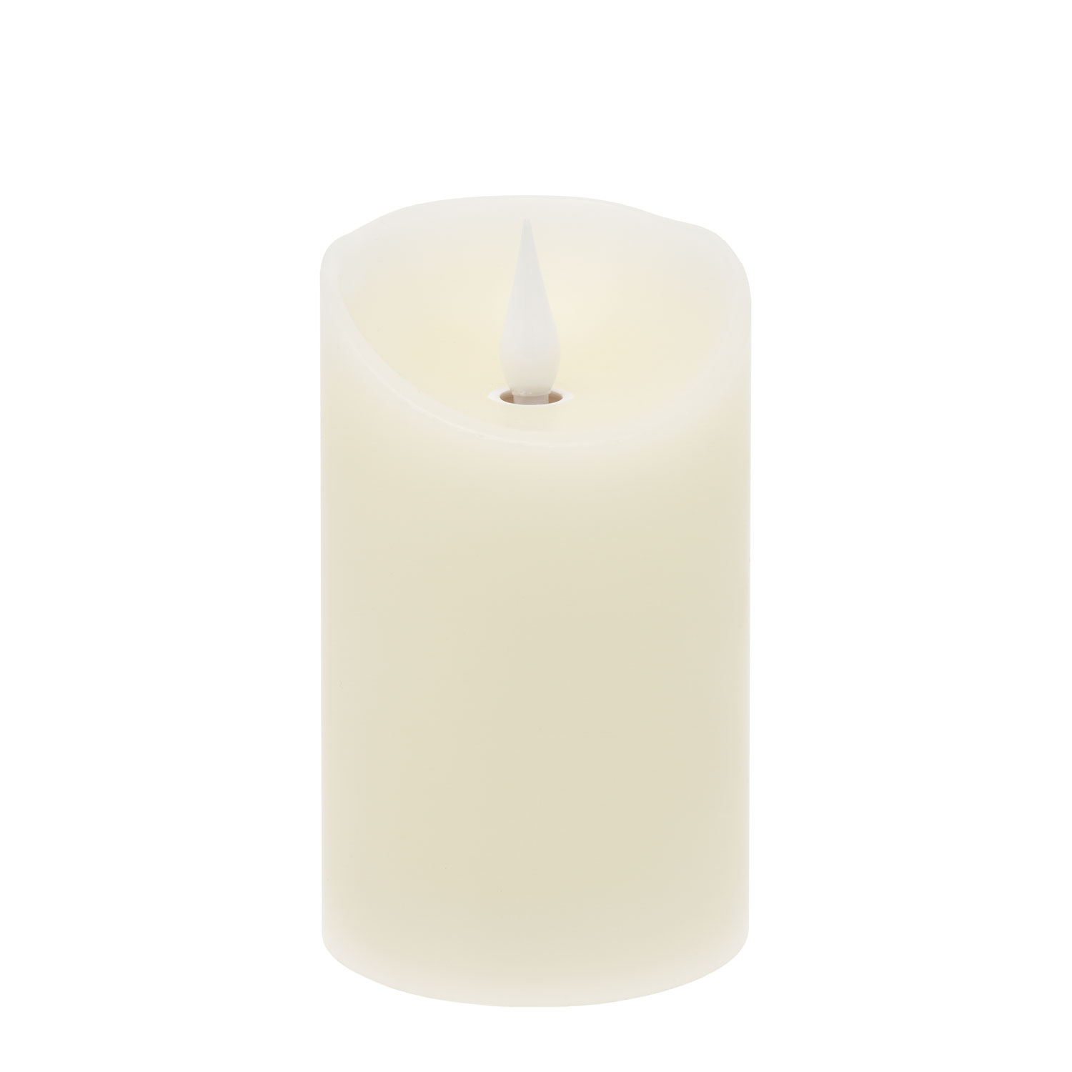 Candela led avorio in cera liscia, fiamma mobile, h 12,5 cm Ø 7,5 cm 4 Candela led avorio in cera liscia, fiamma mobile, h 12,5 cm Ø 7,5 cm 4