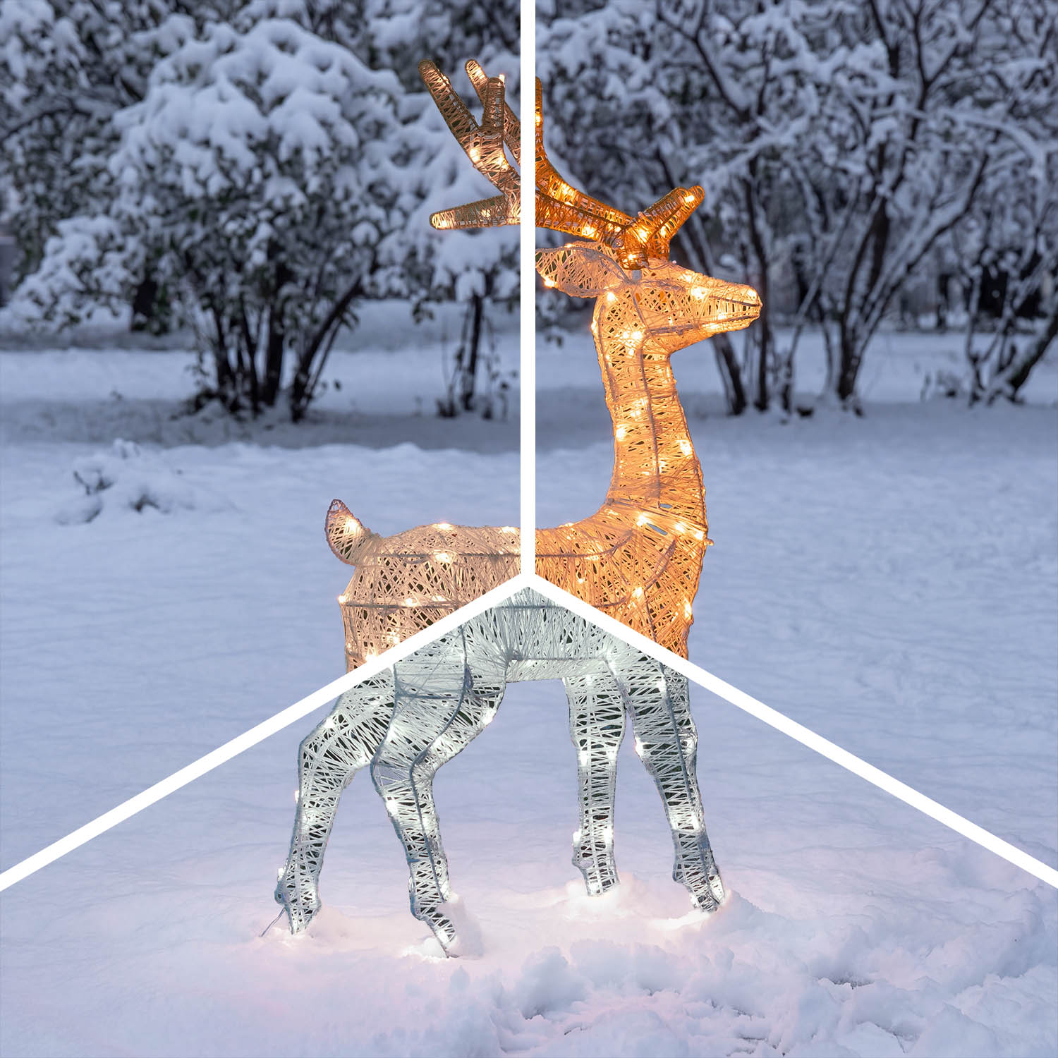 Renna 3D Light Cream & Brown, h 85 cm, 120 Dual LED bianco extra caldo e bianco freddo