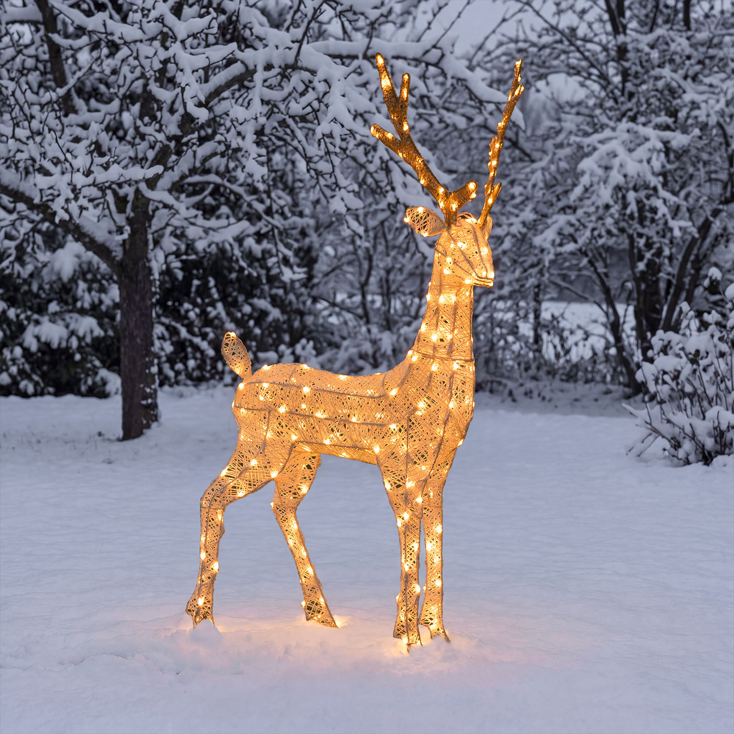 Renna 3D Light Cream & Brown, h 105 cm, 200 Dual LED bianco extra caldo e bianco freddo 10