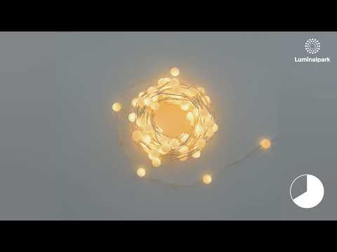 Guirnalda de Luces 10 m, 100 miniesferas Gummy  Ø 10 mm, microled blanco cálido, cable metal plateado 2