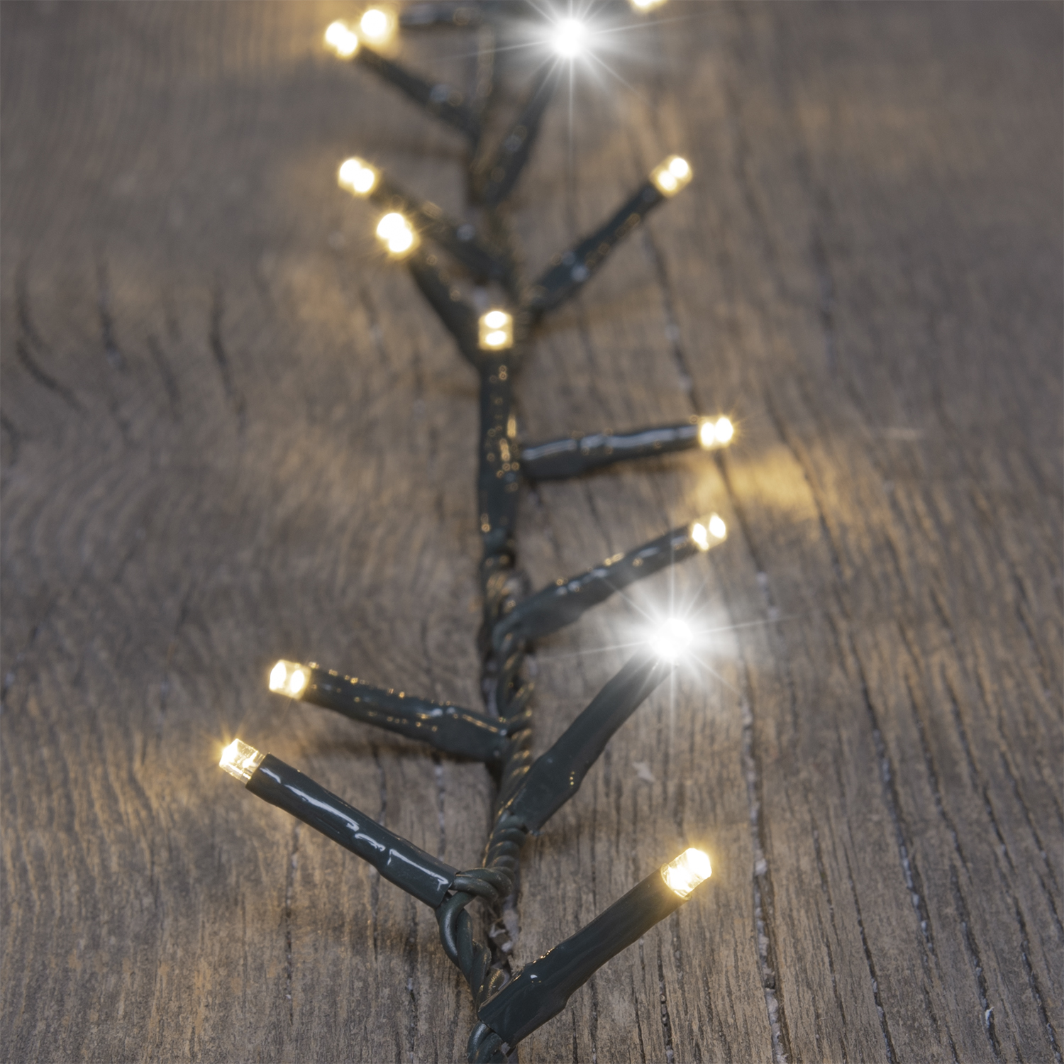 Catena Nastro di luce 40 m, 2000 miniled bianco caldo e bianco freddo, cavo verde 2