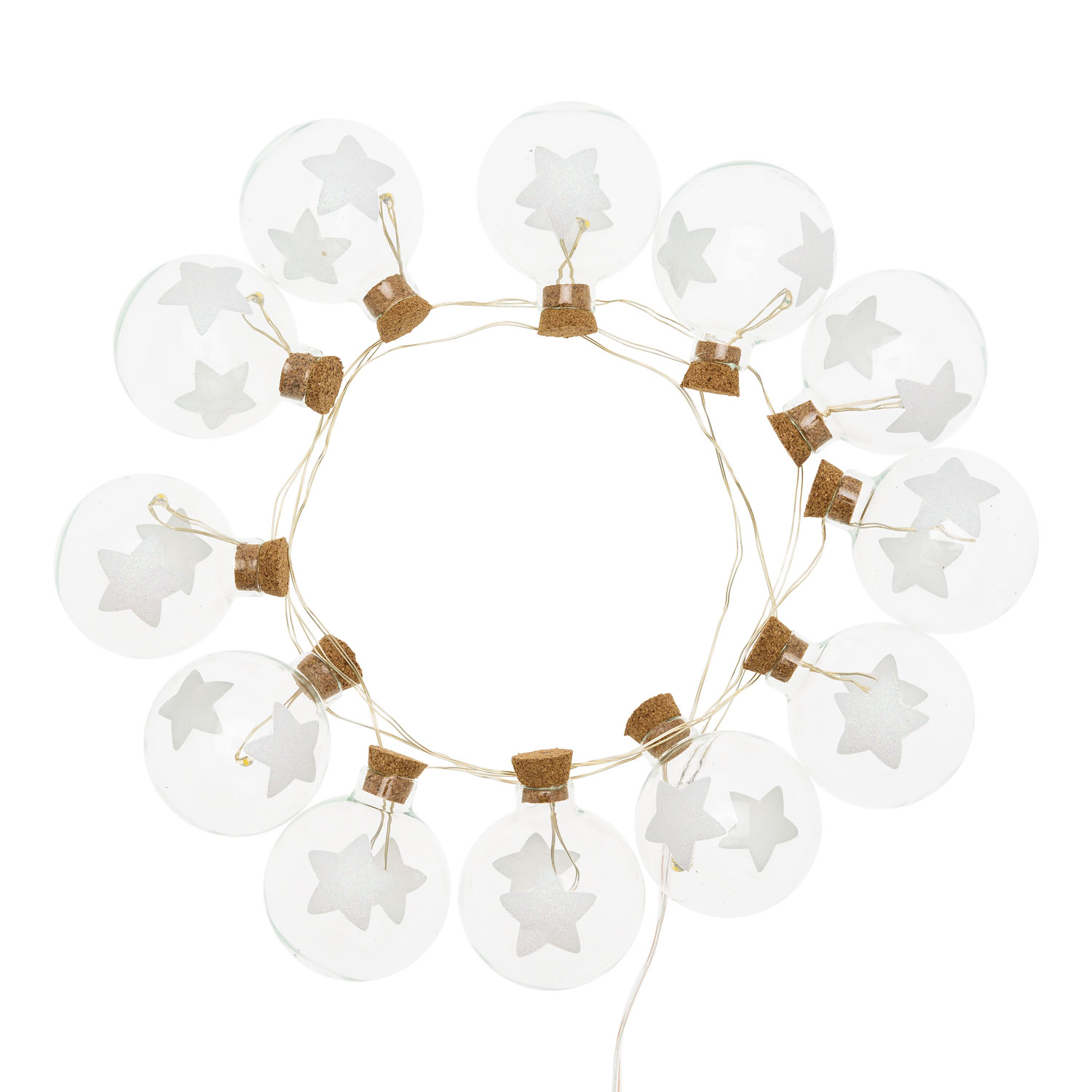1,2m, 12 Glass Spheres with Stars Battery String Lights, Ø 40mm, Warm WhiteLEDs 3 1,2m, 12 Glass Spheres with Stars Battery String Lights, Ø 40mm, Warm WhiteLEDs 3