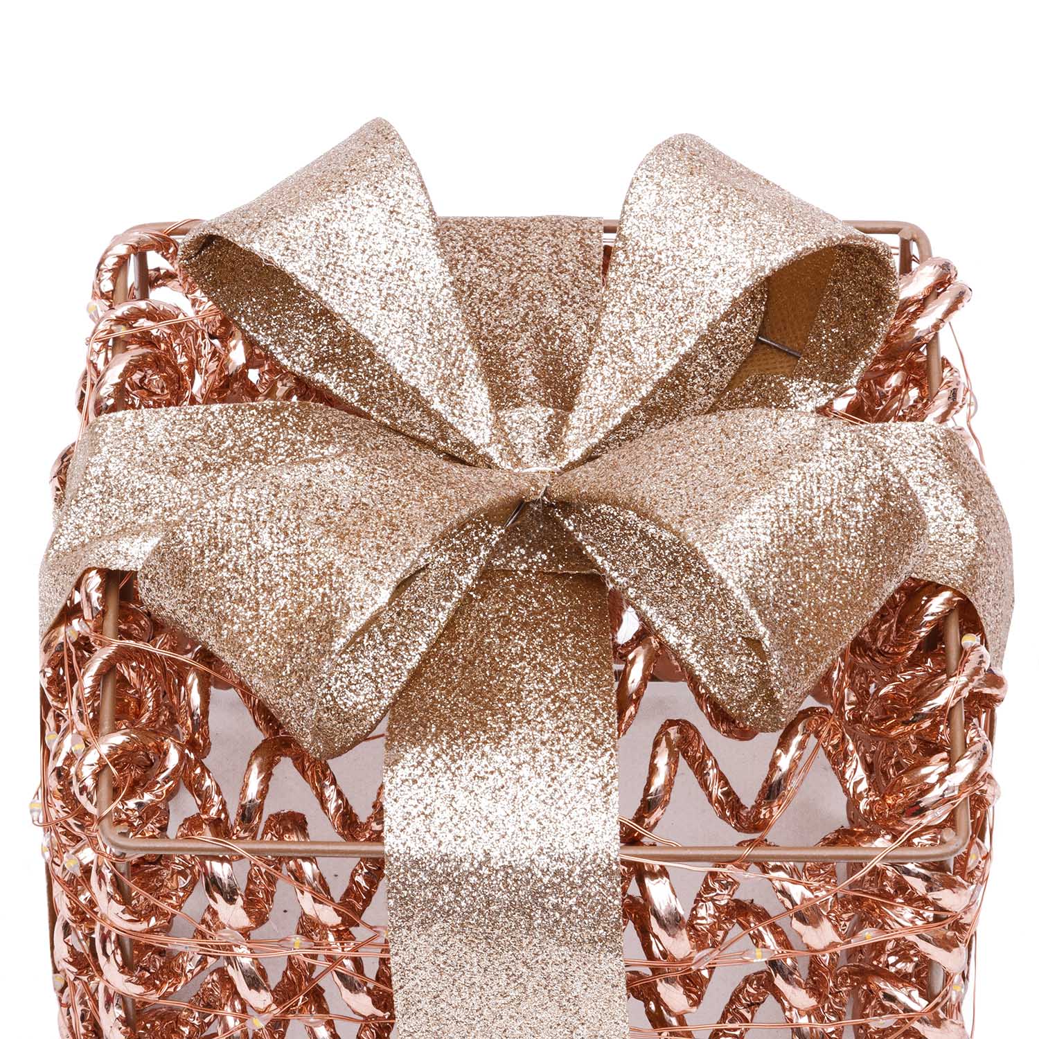 Set 3 Pacchi Regalo luminosi 3D Rose Gold, filo a spirale, led bianco caldo 4