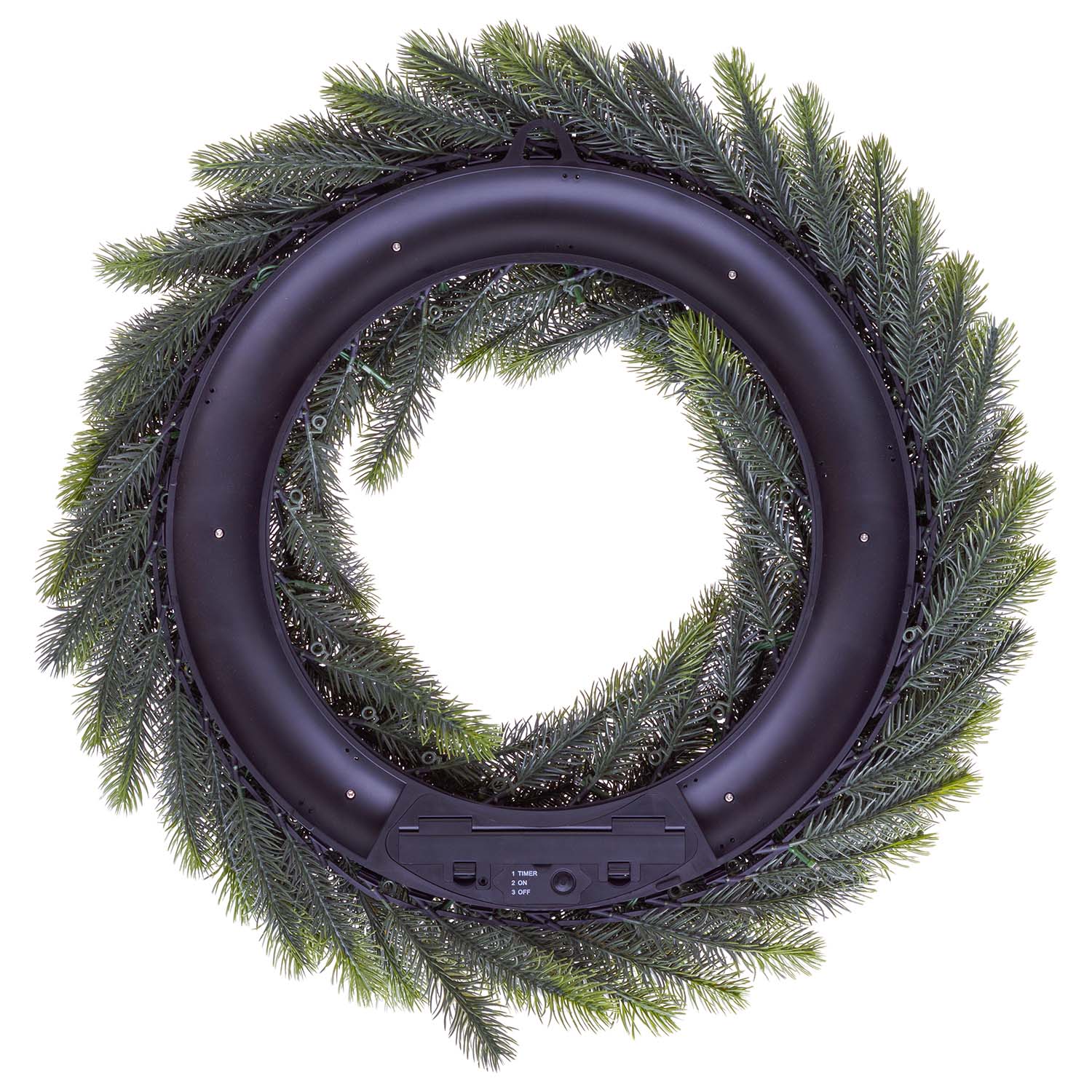 Corona Alpino in finto pino a batteria Ø 60 cm, con pigne e bacche, 80 led integrati bianco caldo 5