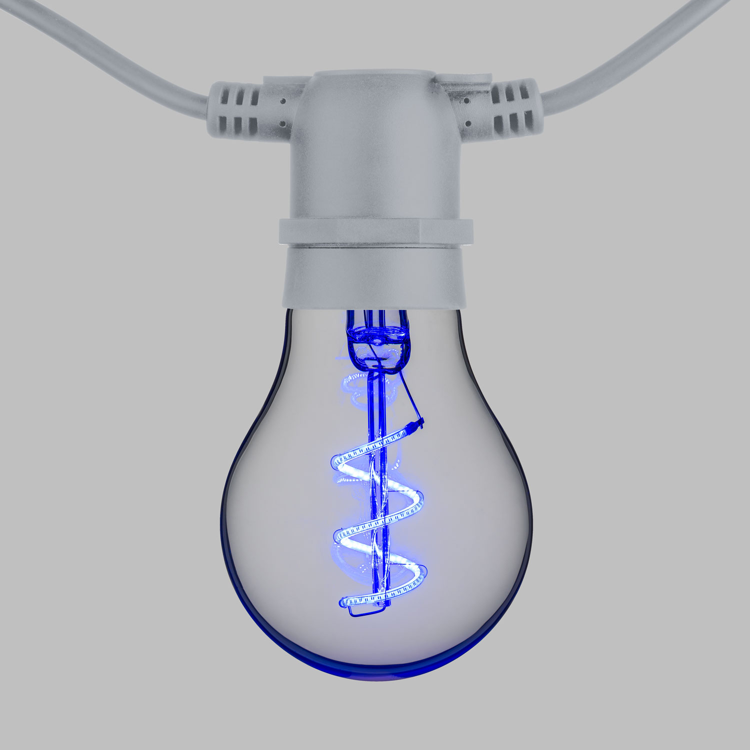 Catena 5 m, 10 lampadine goccia Ø 60 mm, led blu a spirale, prolungabile 2 Catena 5 m, 10 lampadine goccia Ø 60 mm, led blu a spirale, prolungabile 2