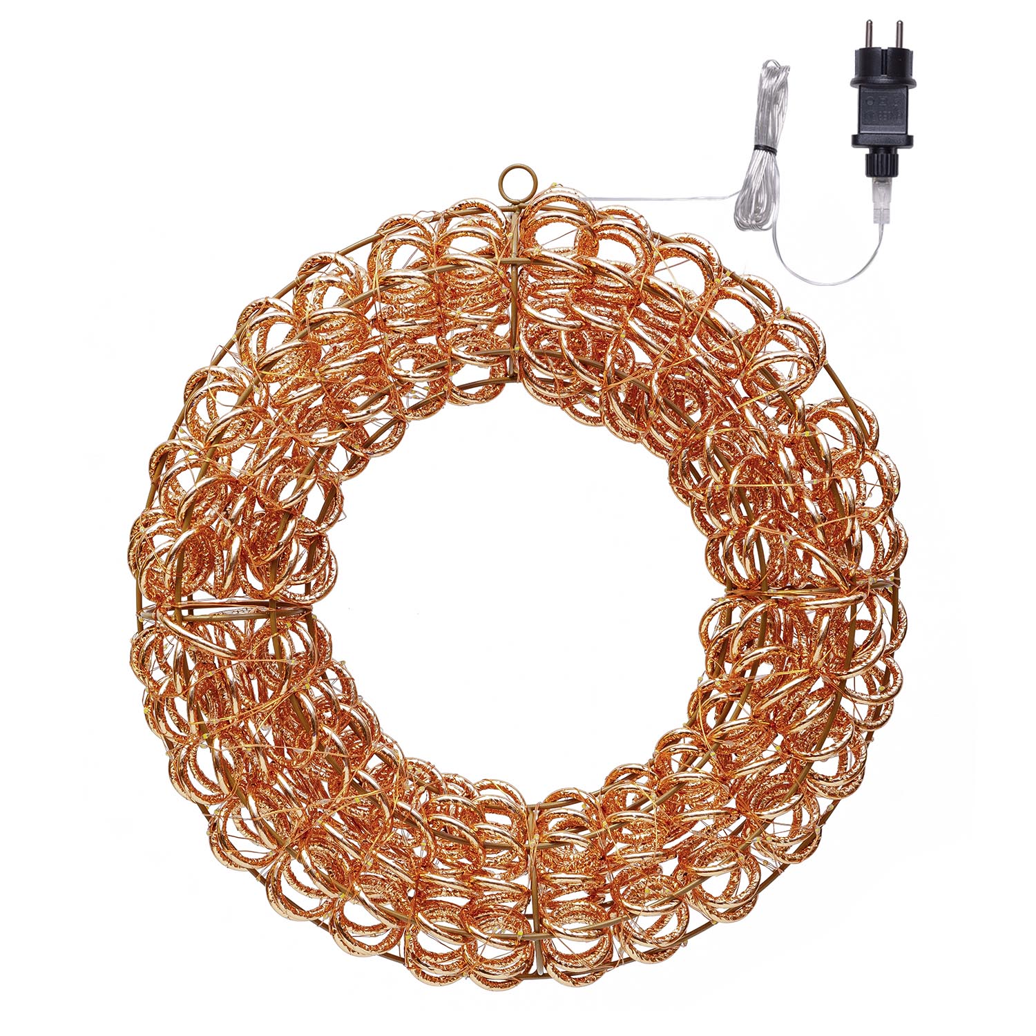 Corona in metallo 3D Rose Gold, filo a spirale, ∅40 cm, 400 microled bianco caldo 2