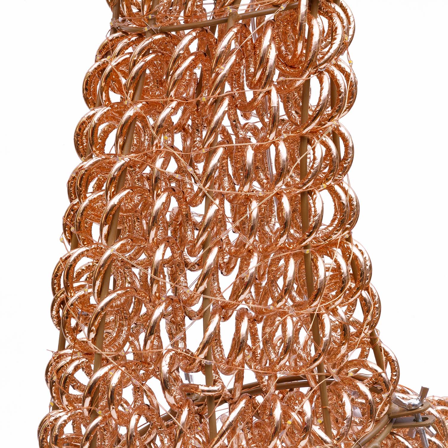 Renna in metallo 3D Rose Gold, filo a spirale, h 200 cm, 2400 microled bianco caldo 4