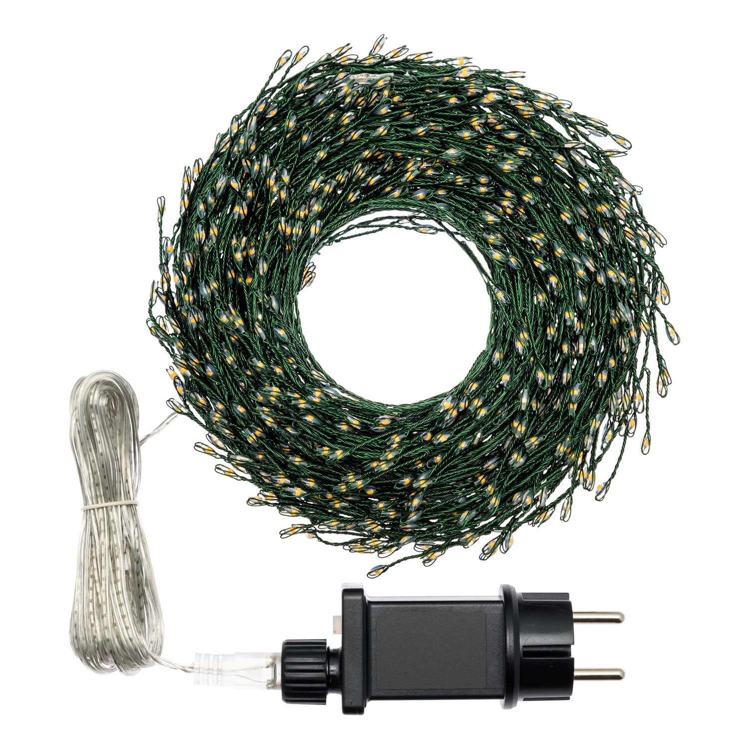 Catena Nastro di Luce 20 m, 1000 Micro led bianco caldo e freddo, cavo verde 5 Catena Nastro di Luce 20 m, 1000 Micro led bianco caldo e freddo, cavo verde 5