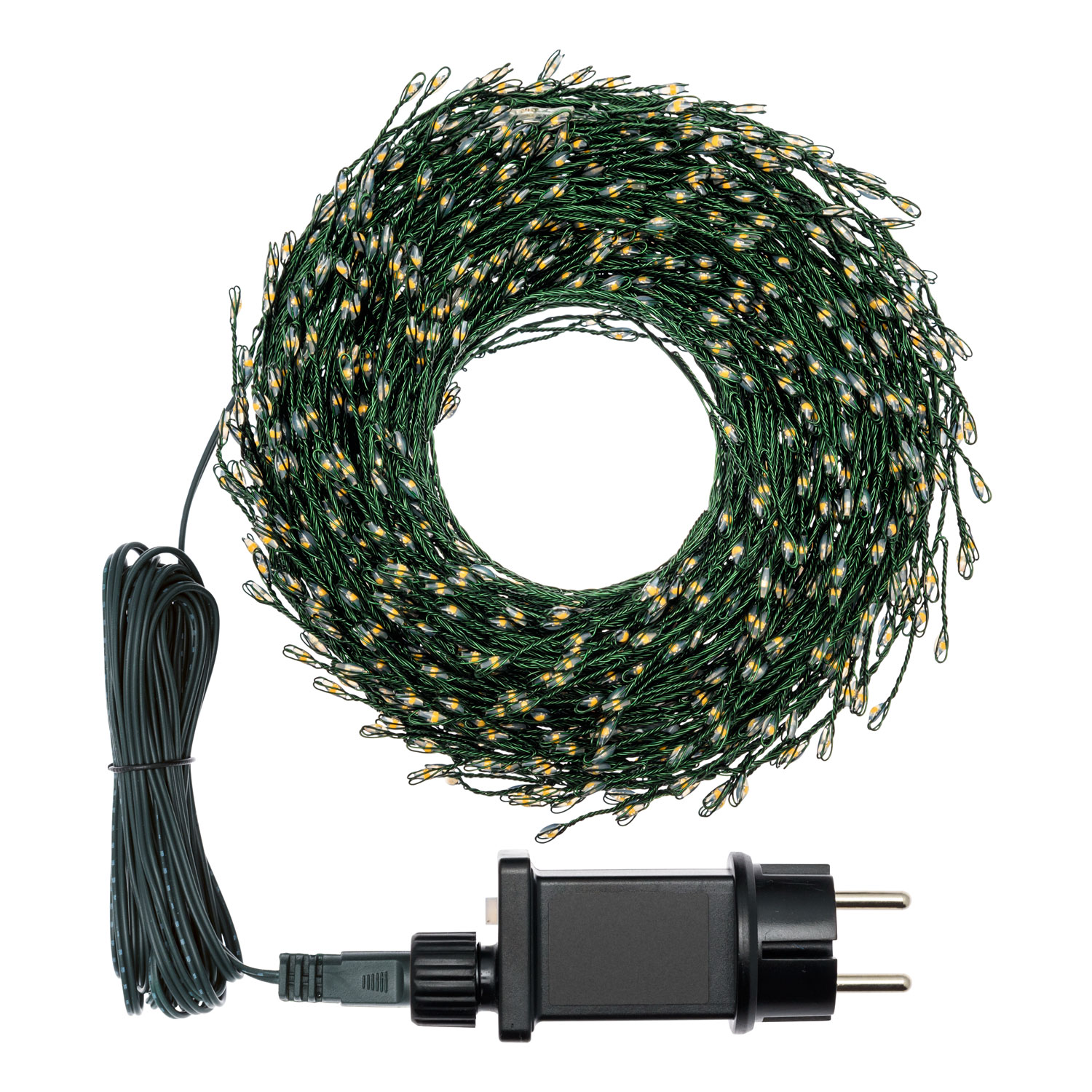 20m, 1000 Warm White and Cold White MicroLEDs Mini Cluster String Lights, Green Metal Wire 2