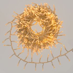 12m Warm White Connect+ Mini Cluster Lights, 600 LEDs, transparent cable, connectable