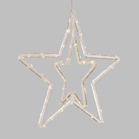 Doppelstern Crystal mit Batteriebetrieb Ø 35 cm, 2D- und 3D-Effekt, warmweiße MicroLED, für Innenbereich