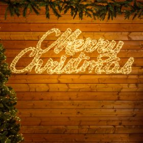 3D Leuchtschrift Merry Christmas, 4600 MicroLEDs kalt- und warmweiß