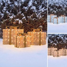 Set 3 Paquets Cadeaux 3D Light Cream & Brown, 240 Dual LED blanc extra chaud et blanc froid