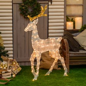 Renne 2D Light Crème et Marron h 143 cm, led blanc chaud traditionnel