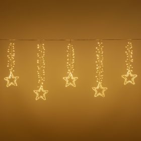 Stalactite décorée avec des étoiles 3,2 x h 0,8 m, microled blanc chaud