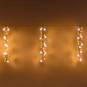 3 x h 1m, Cascades Lights, 180 Warm White and White MaxiLEDs, White Cable, extendable, IP67
