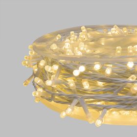 Lichterkette 50 m, 500 Diamant-Bubble LEDs in warmweiß, transparente Kabel