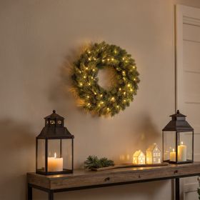 Couronne Alpino de sapin artificiel, à piles, Ø 40 cm, 50 led blanc chaud intégrés