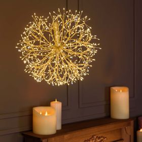 Sphère lumineuse RICCO avec branches Champagne, Ø 40 cm, 576 microled blanc chaud et blanc froid, intérieur
