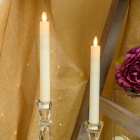Set 2 candele sottili lunghe in cera avorio, h 23 cm