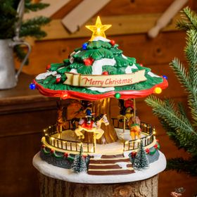 Christmas Village, Moving Christmas Carousel, h 26cm, with Christmas Music