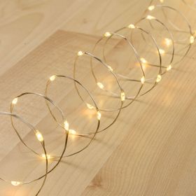 Lichterkette 10 m, 200 Micro LEDs warmweiß, silberfarbener Metalldraht