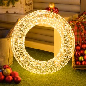 Couronne Blanche en 3D, Ø 55 cm, 3000 Microled haute densité blanc chaud et froid, utilisation en intérieur