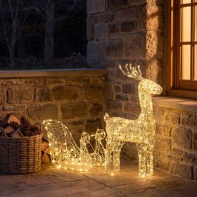 h 90 cm 240 Warm White LEDs, 3D Transparent Acrylic Reindeer with Slide