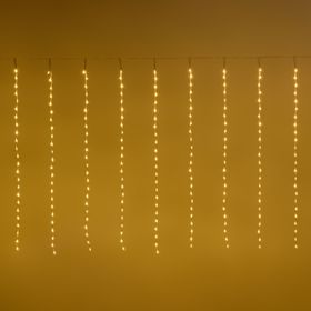 Rideau effet chute de neige 3 x h 1,2 m, 360 led blanc chaud, câble transparent