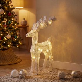 3D-Leuchtrentier aus irisierendem Gewebe, 45 cm, Warmweiß-LEDs, für Innenbereich