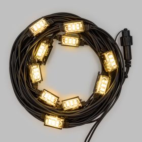 Guirnalda 10 m, 10 estrobos led blanco cálido, cable negro, prolongable