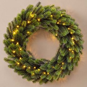 Couronne Alpino en sapin artificiel à piles, Ø 60 cm, 80 led blanc chaud intégrés