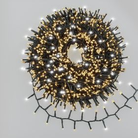 Guirnalda Mini Festón de Luces 40 m, 2000 miniled blanco cálido y blanco frío, cable verde