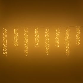 Icicle 10 cluster strings, 3 x h 0.75 m, 750 warm white microLEDs, silver metal cable, extendable