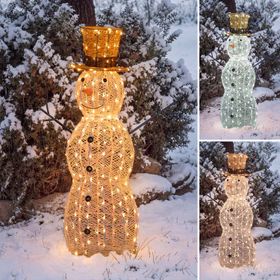 Pupazzo di Neve 3D Light Cream & Brown, h 105 cm, 220 Dual LED bianco extra caldo e bianco freddo