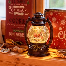 Christmas Snow globe Lantern, warm white LED
